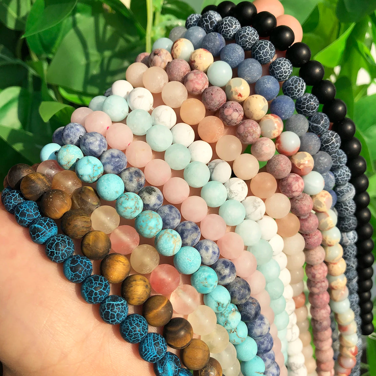 Natural Matte Frosted Stone Spacer Beads 10mm