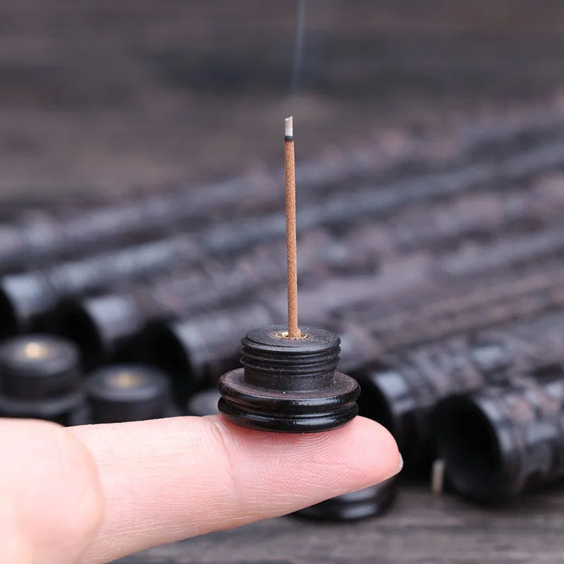Factory Ebony Incense Tube Wooden with Incense Holder Cover for 21cm Sticks Carved Insence Burner Buddha Guanyin Bucket