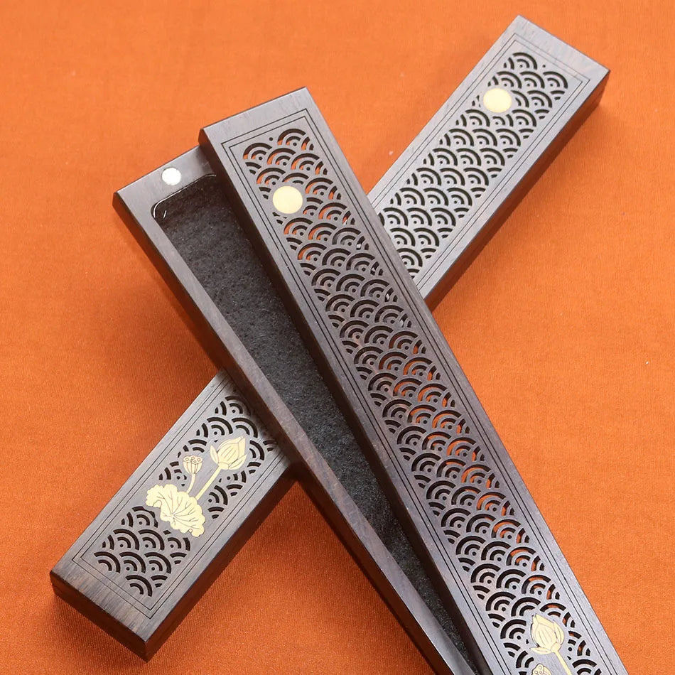Incense Stick Holder Ebony Wood Incense Burner Chinese Style Incense Ash Catcher Tray for Home Office Fragrance Decor Meditation