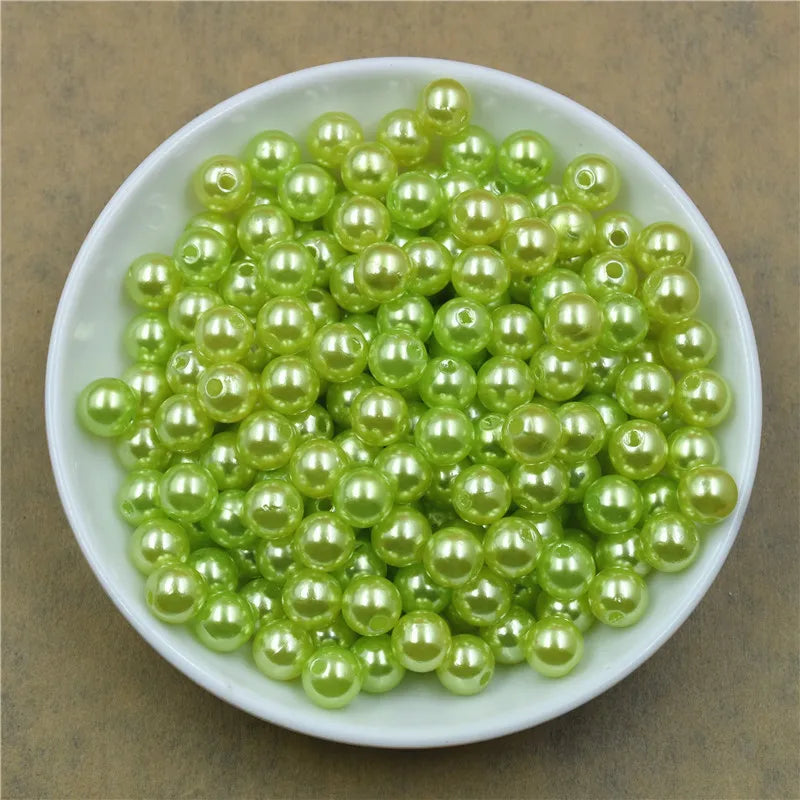 50-1000Pcs With Hole ABS Imitation Pearl Bead 4/6/8/10/12MM Round Plastic Acrylic Spacer Bead for DIY Jewelry Making Findings
