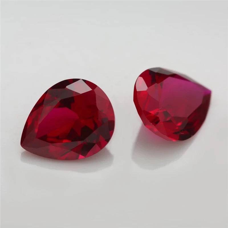 Size 3x5mm~13x18mm Pear Cut 3# 5# 8# Red Stones Synthetic Corundum Gemstone for Jewelry Making