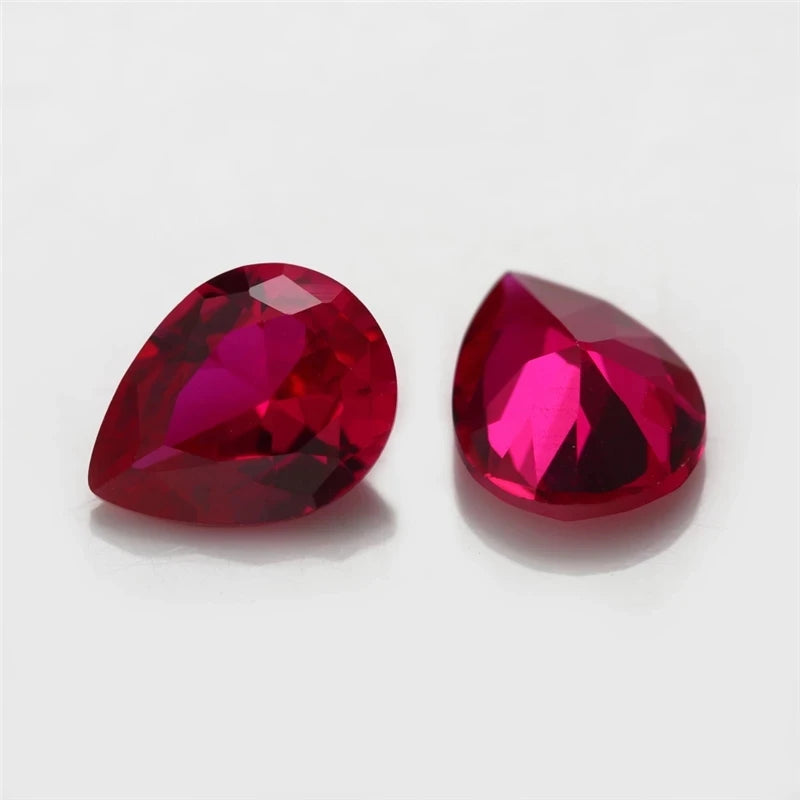 Size 3x5mm~13x18mm Pear Cut 3# 5# 8# Red Stones Synthetic Corundum Gemstone for Jewelry Making
