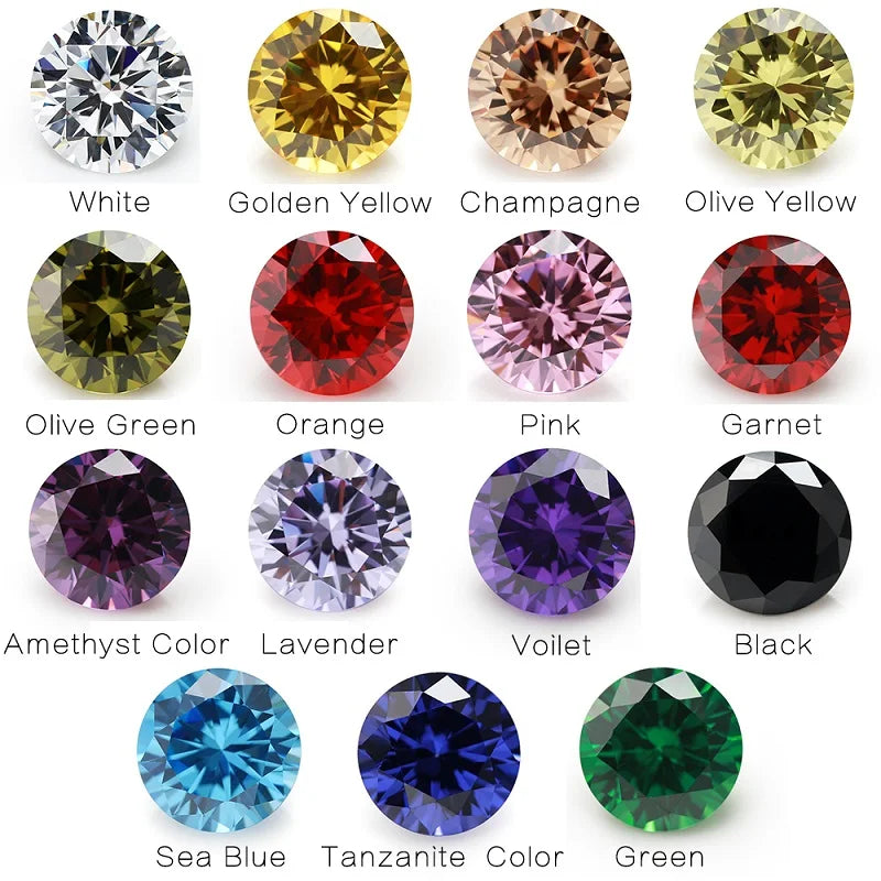 100pcs 1mm 2mm 3mm (1.0~3.0mm) AAAAA Round Cubic Zirconia Stone Loose White Golden Yellow Voilet Olive Green Black Pink