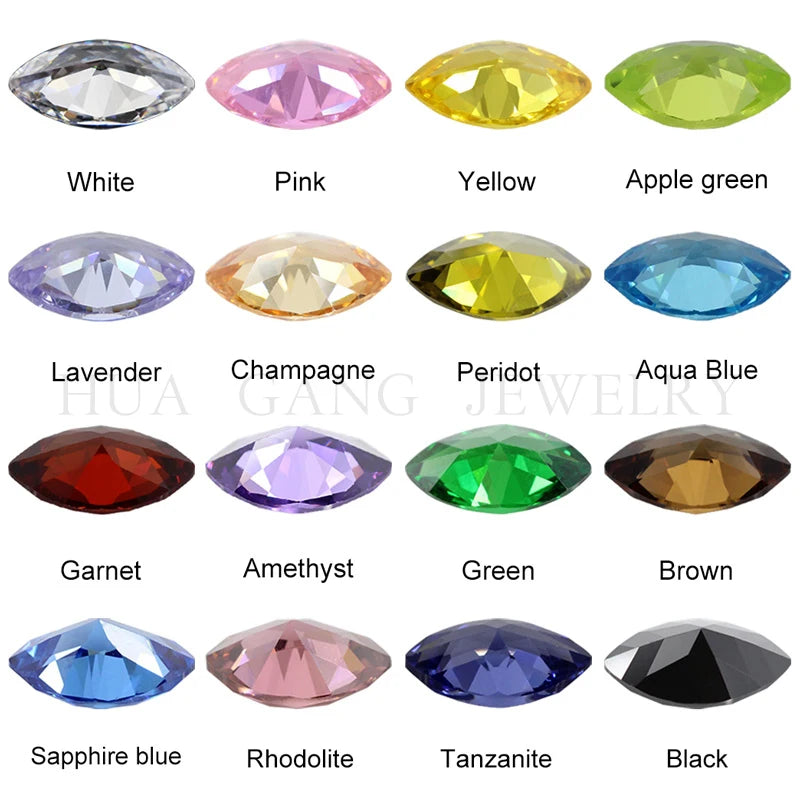 5A Marquise Shape Cubic Zirconia Stone Multicolor Brilliant Cut Loose CZ Synthetic Gems Beads For Jewelry