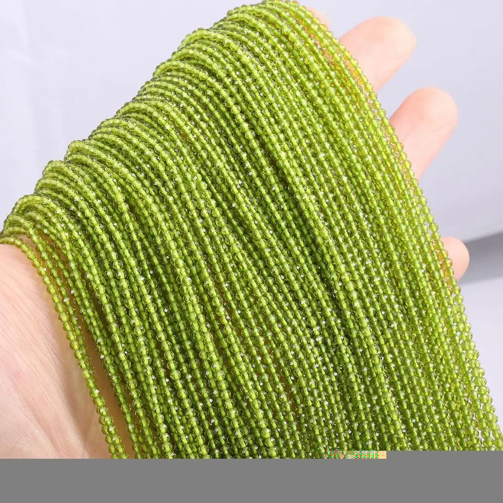 Natural Stone Beads Small section Bead Peridot 2 3 mm Loose  beads for Jewelry Making DIY Bracelet Necklace length 38cm