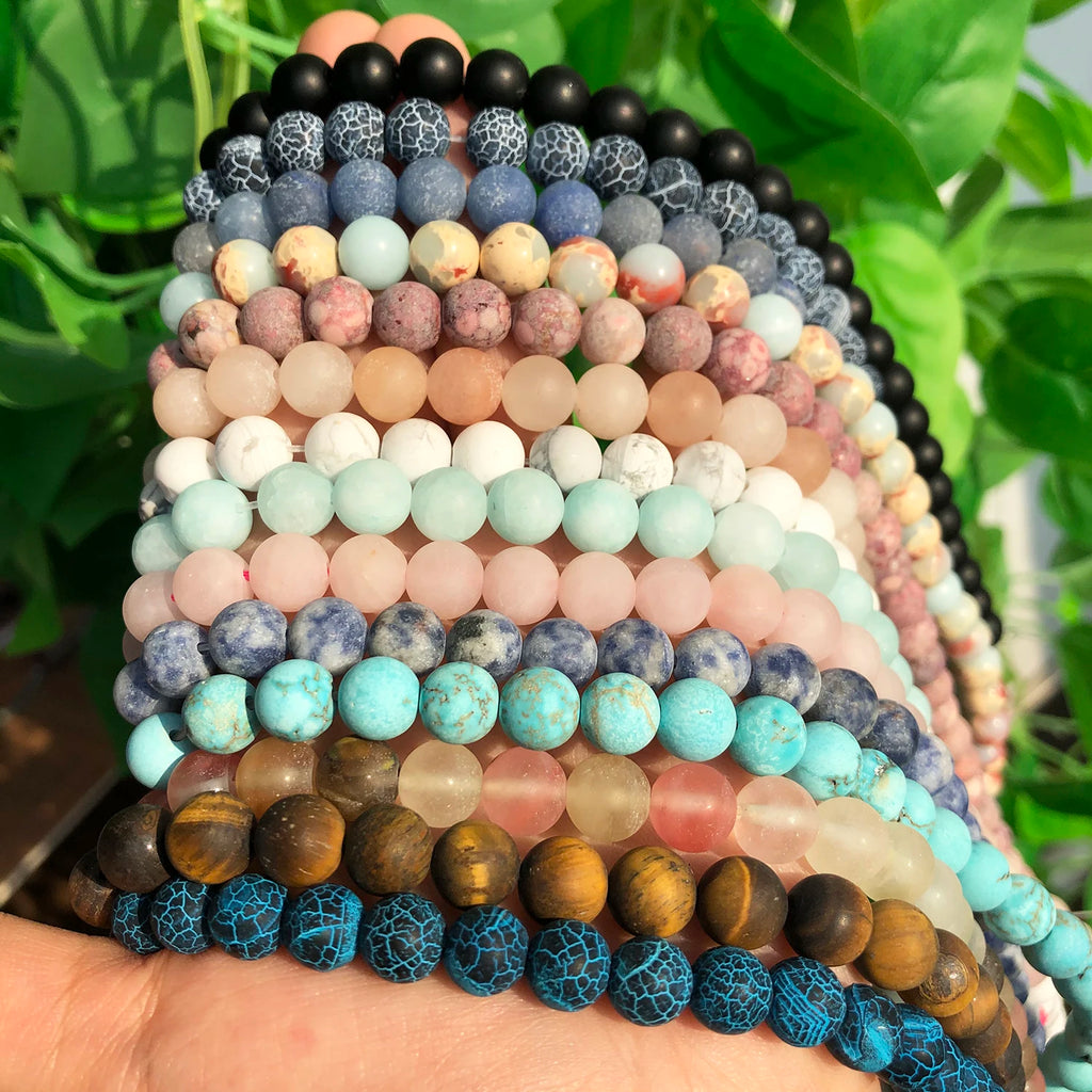 Natural Matte Frosted Stone Spacer Beads 10mm