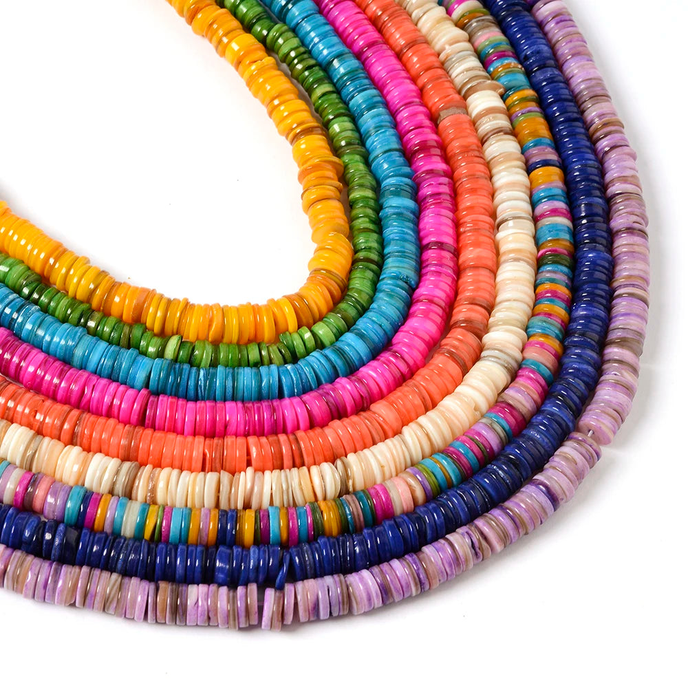 3/4/6/8/10mm Colored Freshwater Shell Beads DIY Jewelry Findings Beads Round Shape Shell Chip Loose Beads For Jewelry Making