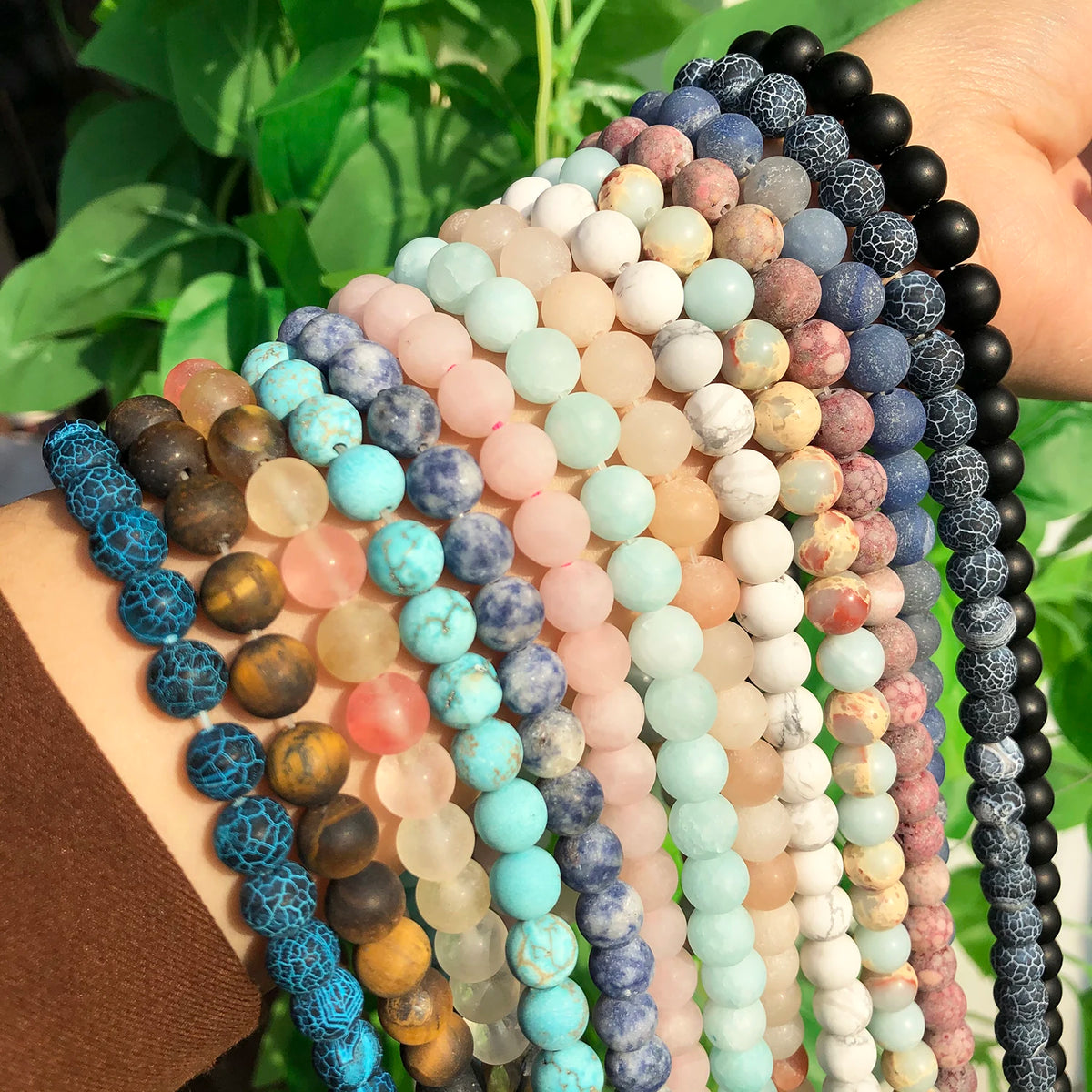 Natural Matte Frosted Stone Spacer Beads 10mm