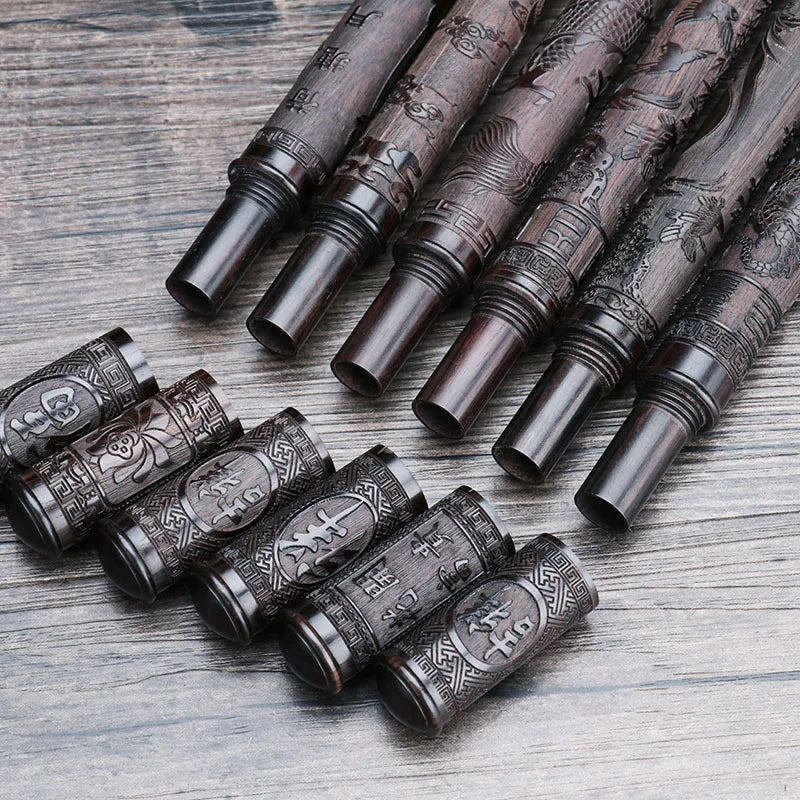 Factory Ebony Incense Tube Wooden with Incense Holder Cover for 21cm Sticks Carved Insence Burner Buddha Guanyin Bucket