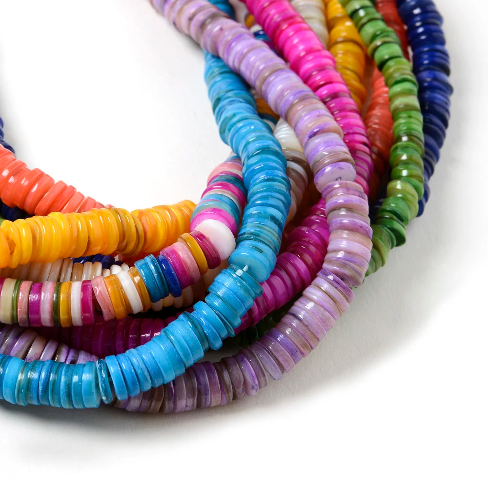 3/4/6/8/10mm Colored Freshwater Shell Beads DIY Jewelry Findings Beads Round Shape Shell Chip Loose Beads For Jewelry Making