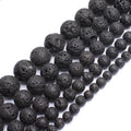 Natural Black Volcanic Lava Stone Beads 10mm Round