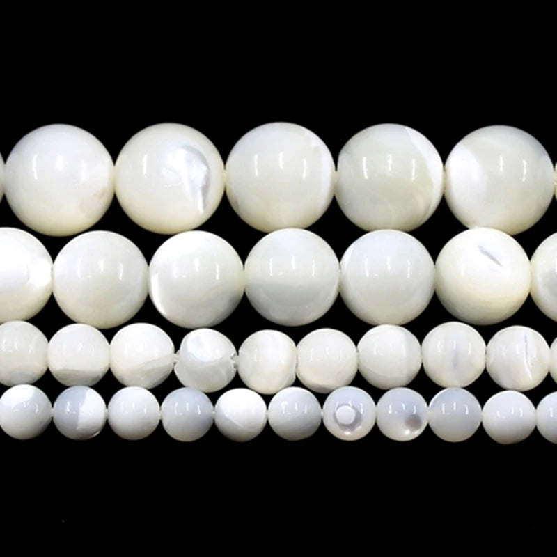 White Trochus Shell Beads 10mm Round Loose for Jewelry Making
