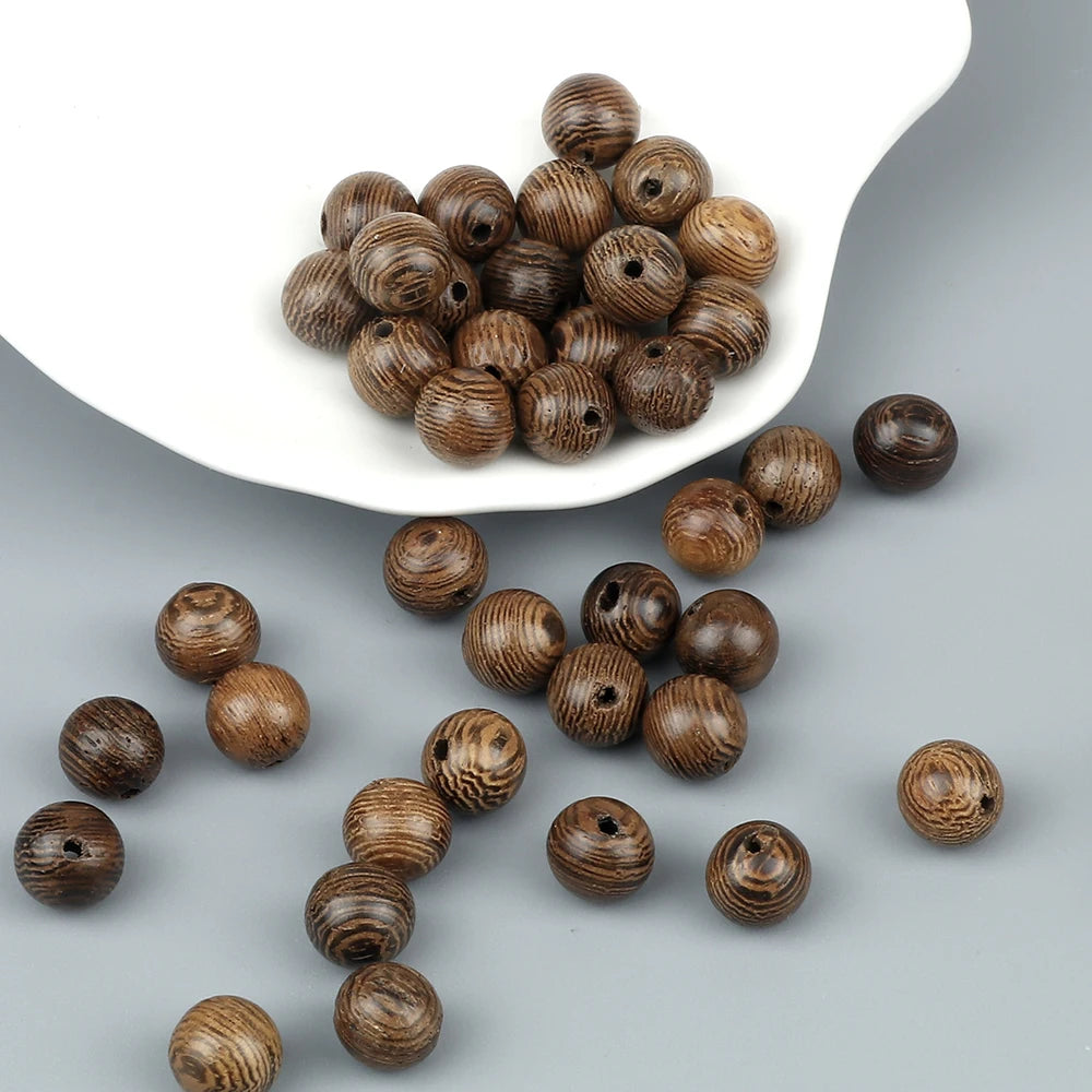 Natural Wood Beads Round Spacer Wooden Balls Charms DIY For Bracelet Necklace Jewelry Making Handmade Accessories 8mm Wholesale