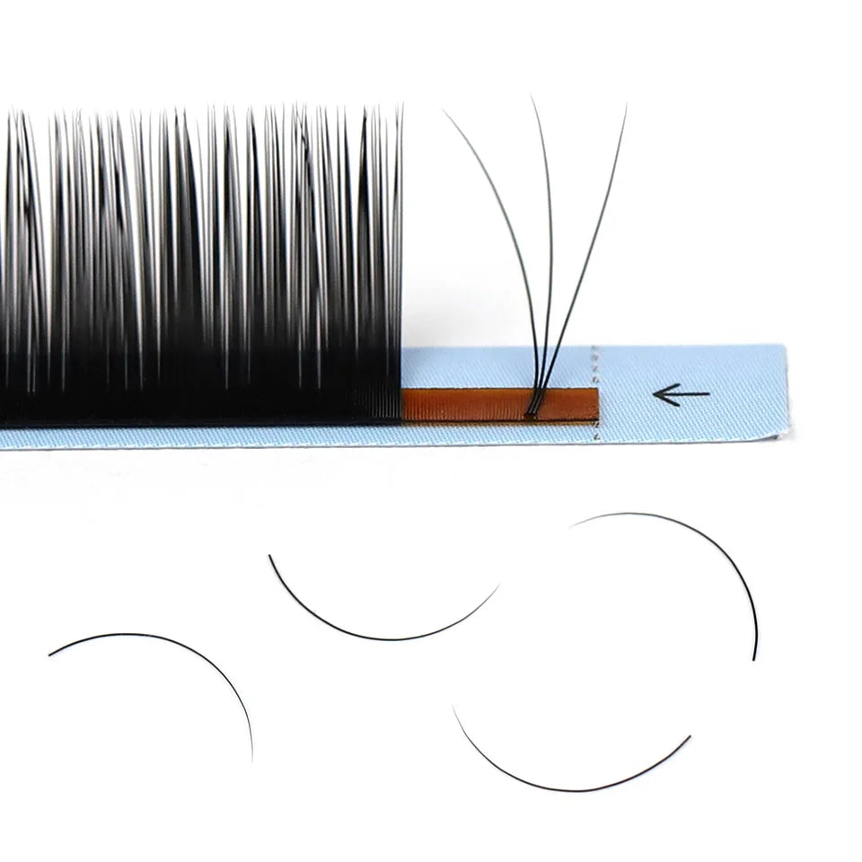 AGUUD 16 Rows Long 16-20mm Eyelashes Extensions Individual Matte Black Cashmere Silk Eyelashes Faux Mink Russian Volume Lashes