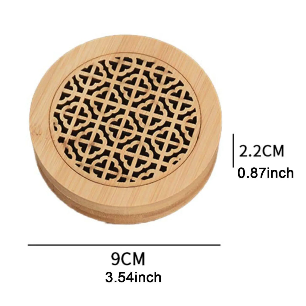 Wood Incense Burner Box Kitchen Wooden Chinese Style Housewarming Furnace Livingroom Incense Burning Round Ash Catcher with Lid