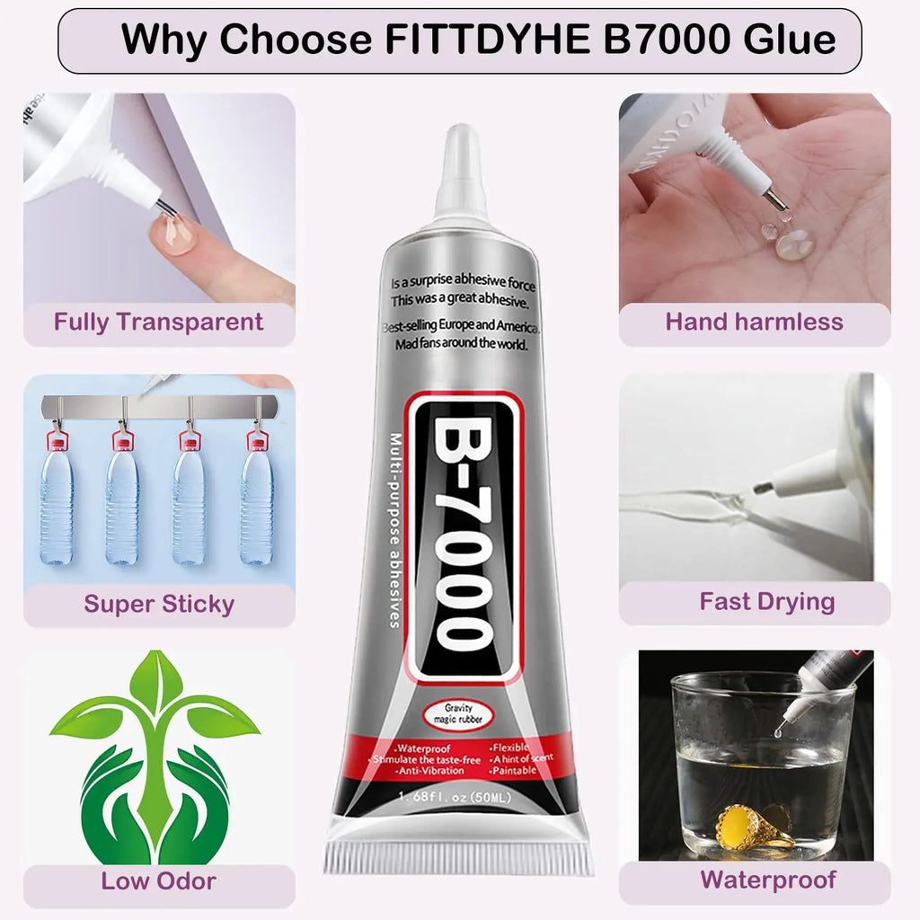 B7000 Semi-Fluid High-Viscosity Clear Adhesive for Gemstones, Diamonds, Rhinestones, and Jewelry Making – 15ml