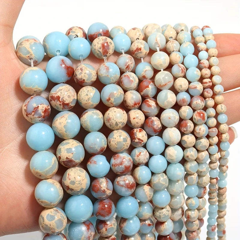 Natural Lava Jaspers Stone Beads Snake Skin Stone Turquoise Agates Round Loose Beads For Jewelry Making DIY Bracelet Accessories