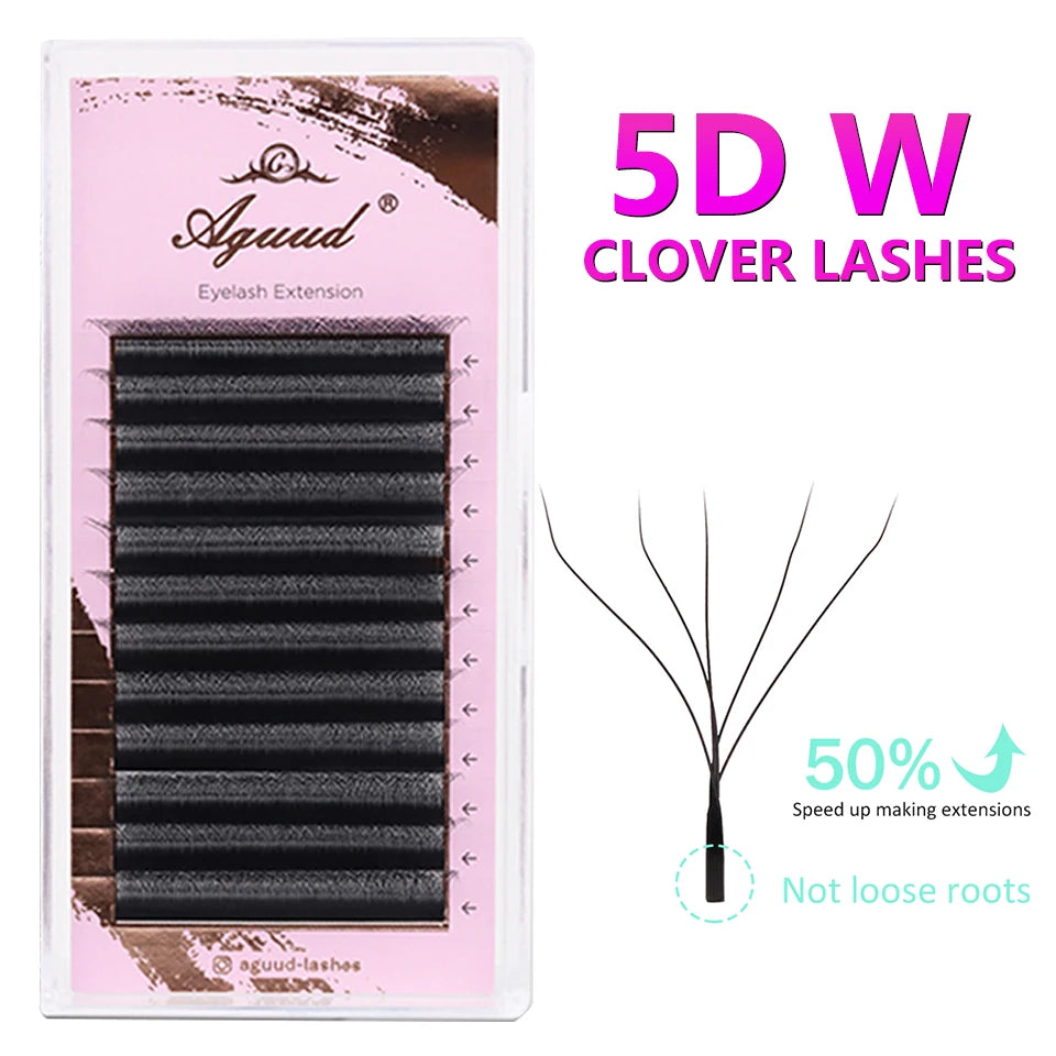 AGUUD 4DW Clover Lashes 3D Brown Premade Fans
