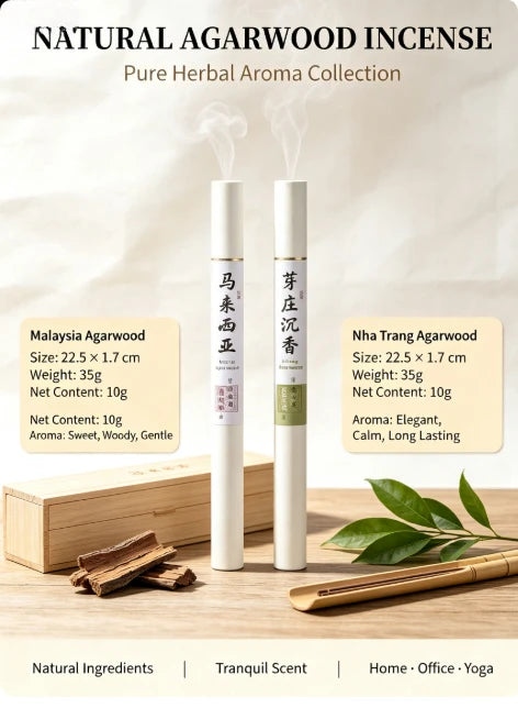 Natural  Incense Sticks, Nha Trang & Malaysia Handmade Incense Stick, Pure Agarwood Line Incense for Meditation, Yoga, Home