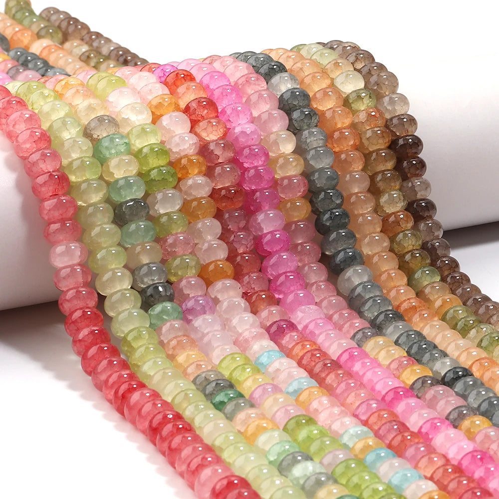 1 String 5x8mm Glass Beads Colorful Abacus Flat Round Loose Beads For Jwelry Making DIY Crafts Bracelets Necklace Accessories
