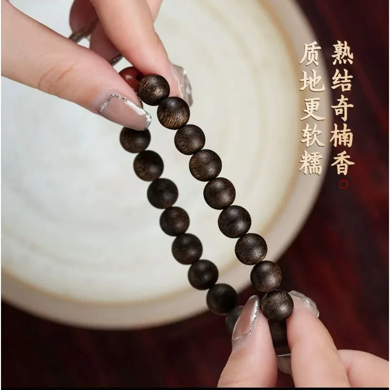 Natural Vietnam Nha Trang Qi Nan Agarwood 8mm Sinking Beads Bracelet for Men Wooden Wenwan Buddhist Mala Handmade Premium Gift