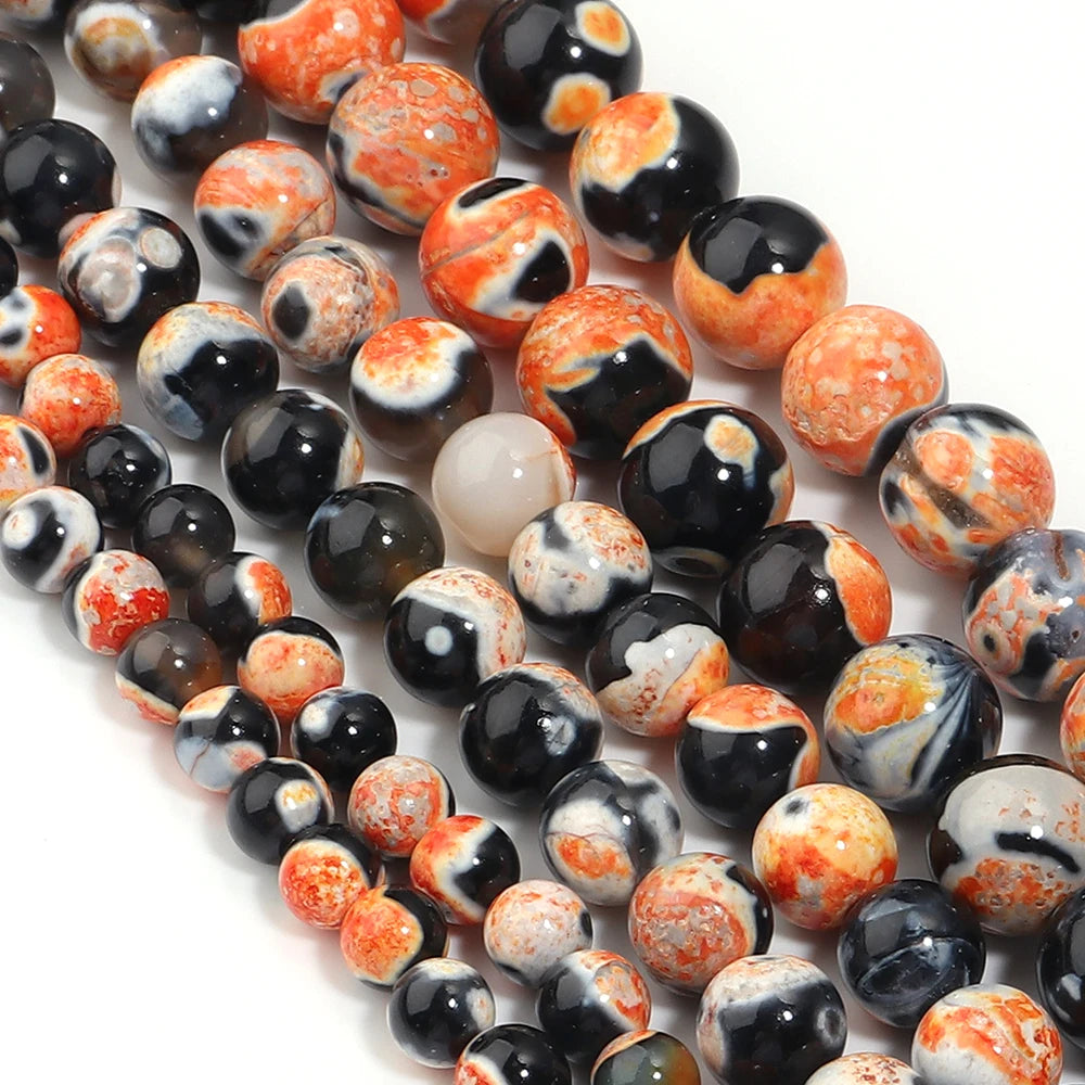6 8 10mm Natural Stone Orange Fire Agate Beads Round Loose Spacer Beads For Jewelry Making DIY Bracelets Necklace Accessories