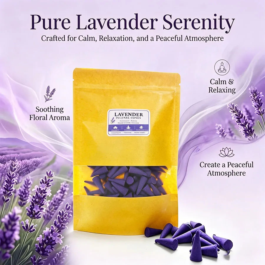 Premium lavender aromatherapy cones, traditionally handcrafted, with a gentle and sweet lavender scent, for relaxation and sleep, a comfortable home fragrance, suitable for yoga and meditation, indoor and outdoor use, and ideal for holiday gifts