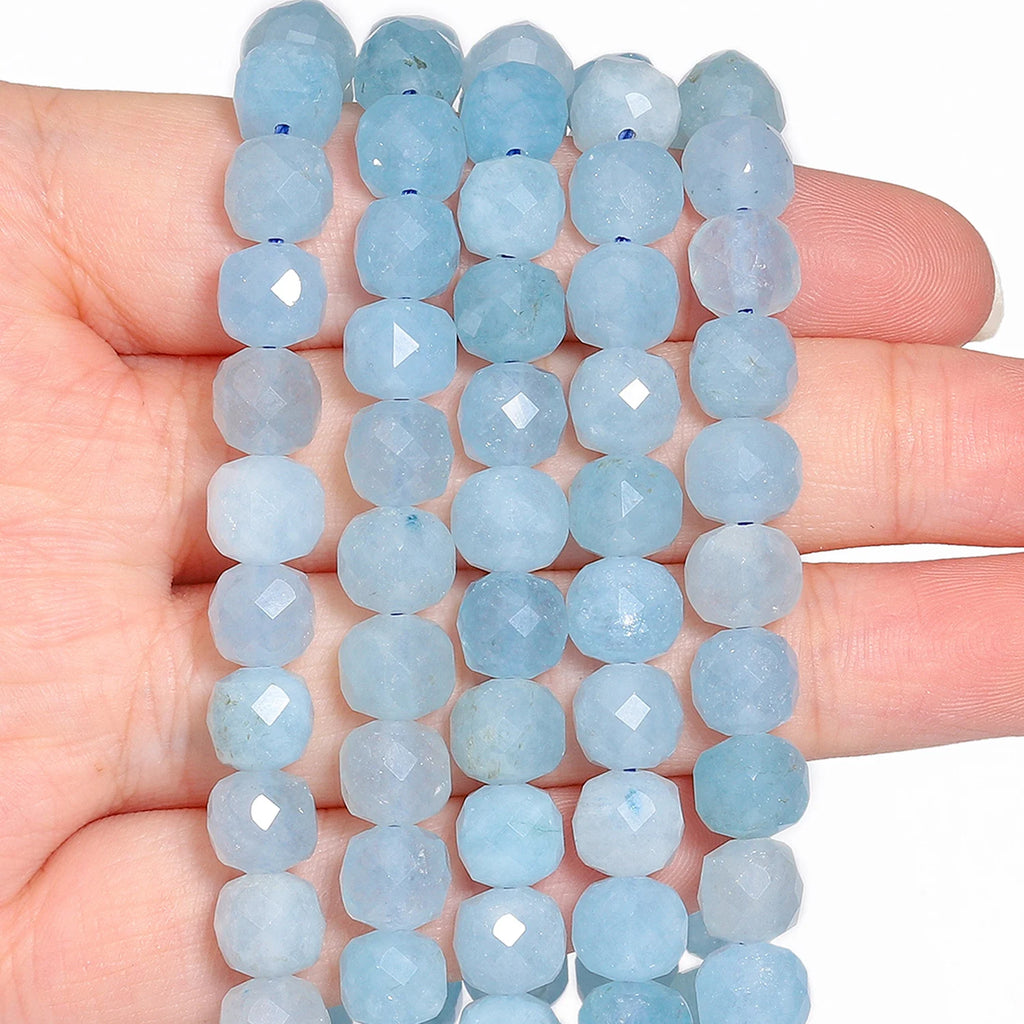 Natural Amethyst Beads 7-8mm Faceted Square Cube Loose Beads