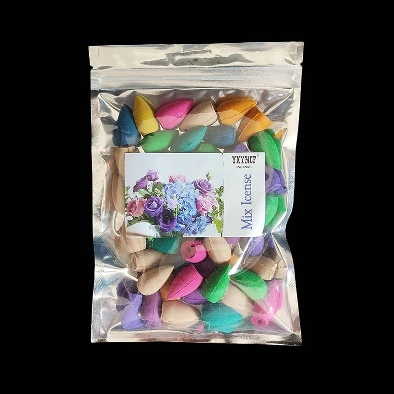 50pcs/bag Natural backflow incense cones Sandalwood Lavender Mixed scents for home waterfall incense smoke Reflux Tower Incense