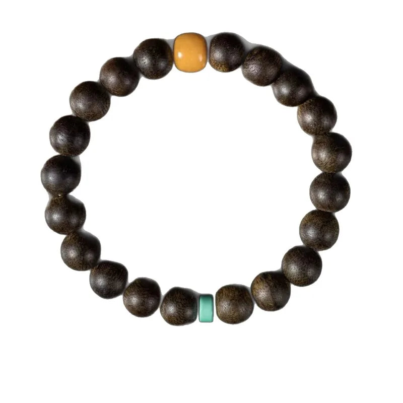 Natural Vietnam Nha Trang Qi Nan Agarwood 8mm Sinking Beads Bracelet for Men Wooden Wenwan Buddhist Mala Handmade Premium Gift