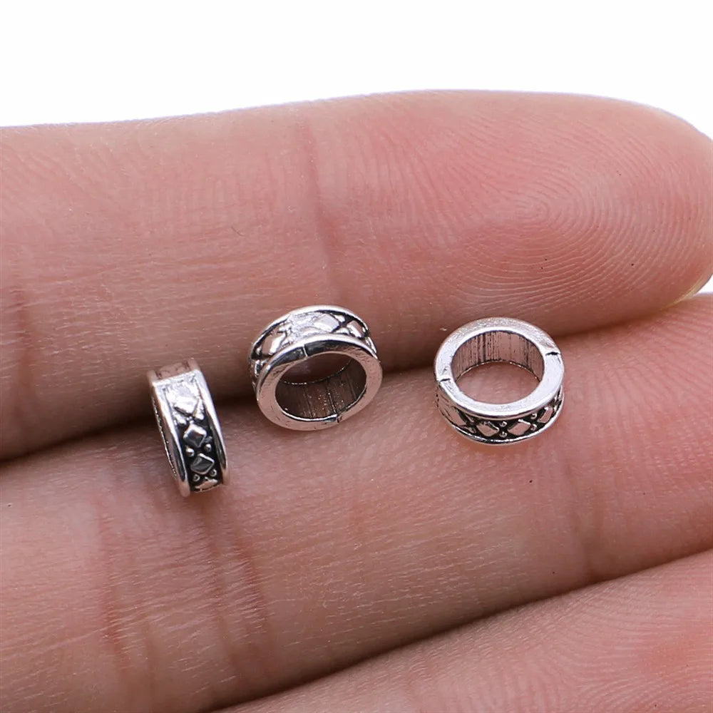 20pcs Spacer Beads Charms Antique Silver Color Big Hole Spacer Beads Charms Pendants For Bracelets Jewelry Making
