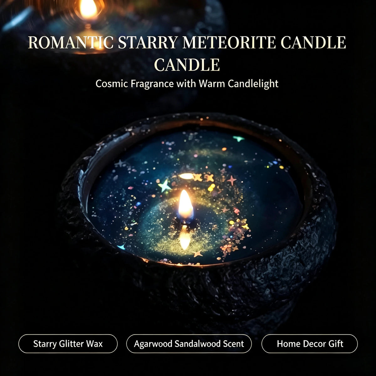 xmsj Galaxy meteorite scented candle, ebony agarwood starry sky atmosphere candle, niche high-end bedroom atmosphere