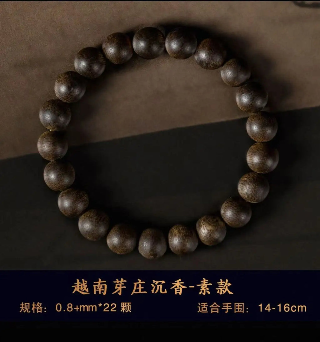 Natural Vietnam Nha Trang Qi Nan Agarwood 8mm Sinking Beads Bracelet for Men Wooden Wenwan Buddhist Mala Handmade Premium Gift