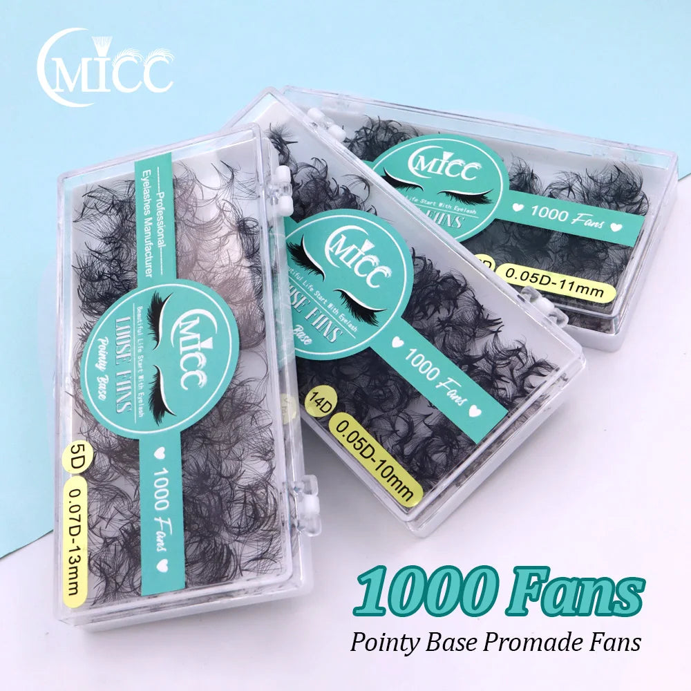 1000 Fans Premade Lash Extensions 0.05-0.07mm Thin Pointy Base