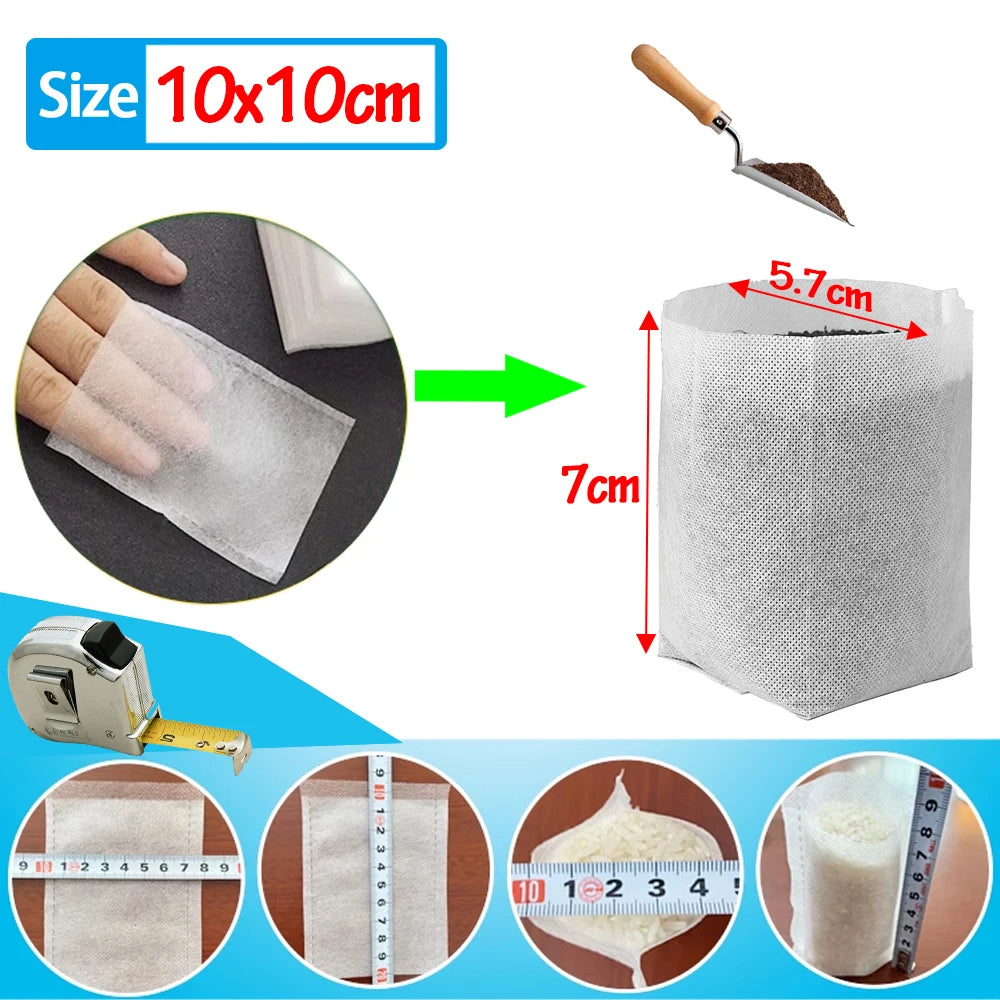 100-500Pcs Biodegradable Grow Bags 10x10cm-20x26cm