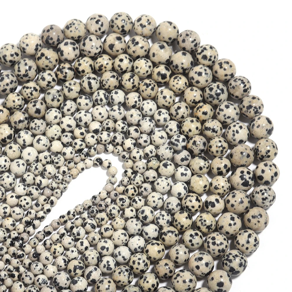 4 6 8 10 12mm Natural Dalmatian Jasper Beads Round Loose Spacer Stone Beads For Jewelry Making DIY Necklace Bracelet Accessories