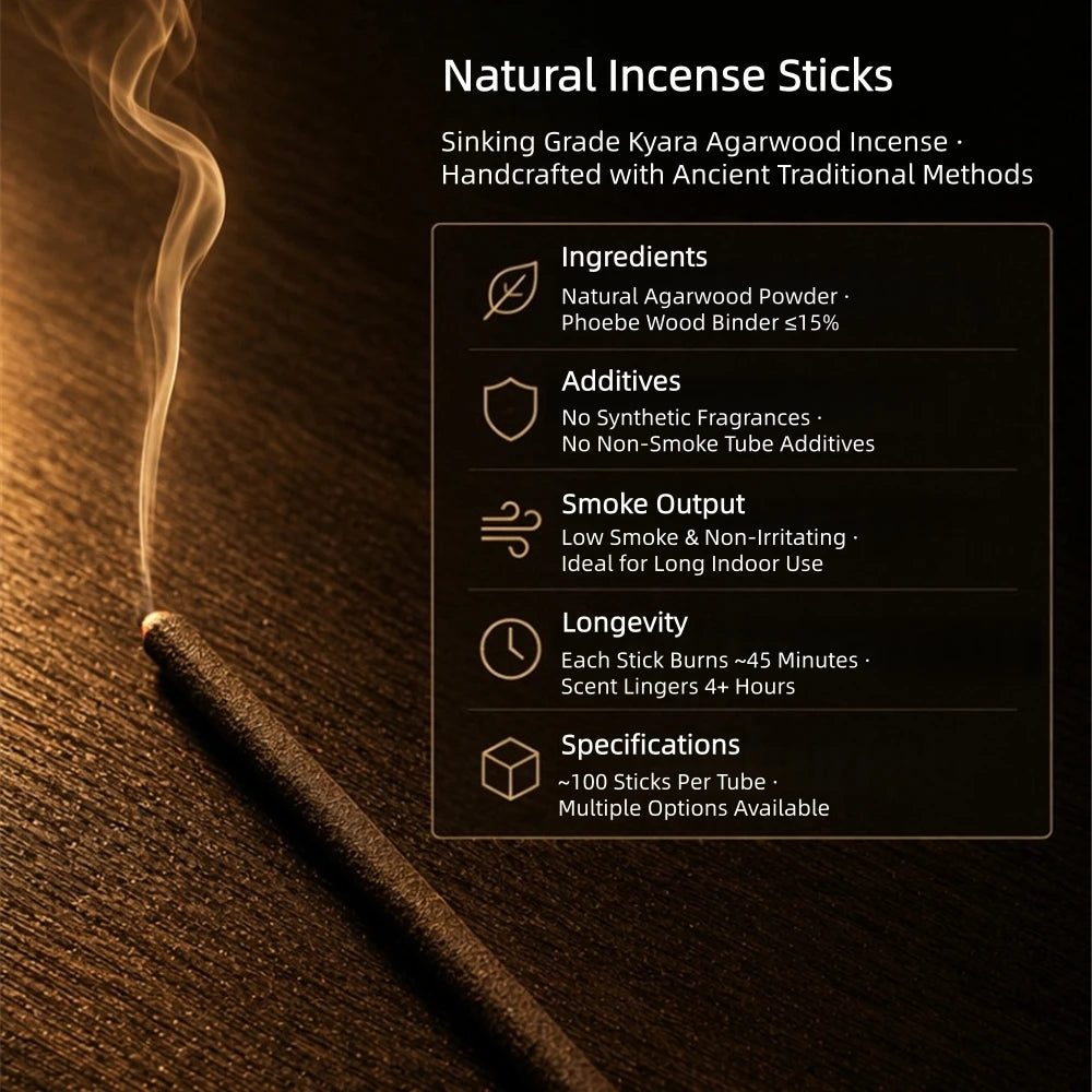 Yellow Kyara Incense Sticks,Natural Home Incense,Indoor Aromatherapy for Buddha Worship Tea Room,Long Lasting Fragrance,Ouds