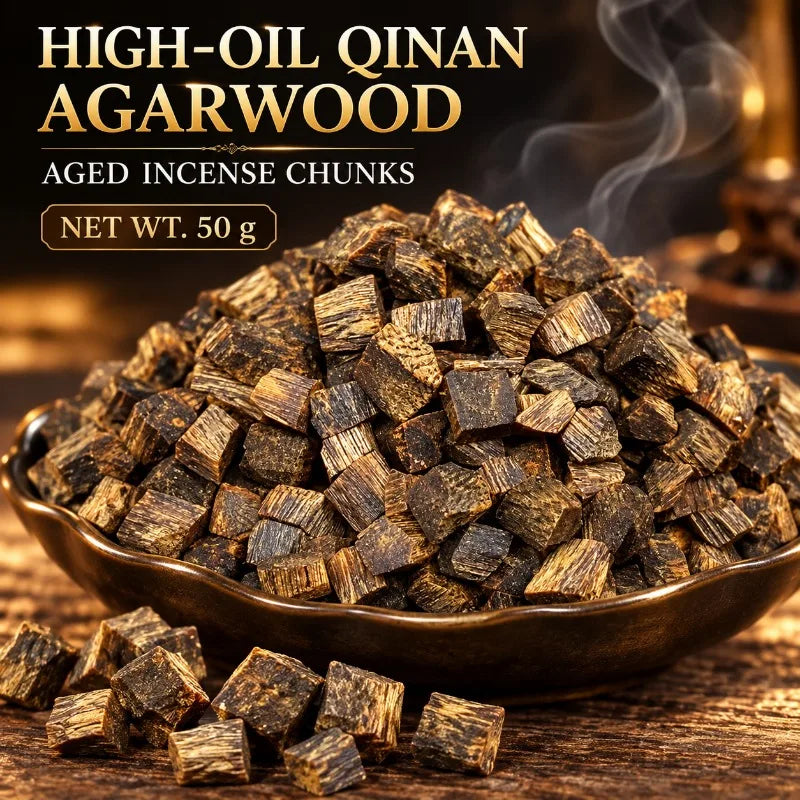 50g High Oil Qinan Agarwood Incense Granules, Aged Wood Chips for Incense Burner, Floral Fruity Honey Aroma