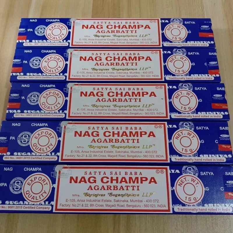 5BOX NAG Champa incense sticks Indian Satya Incense Collection Handmade Sticks Six Flavors Refreshing Aromas for Meditation