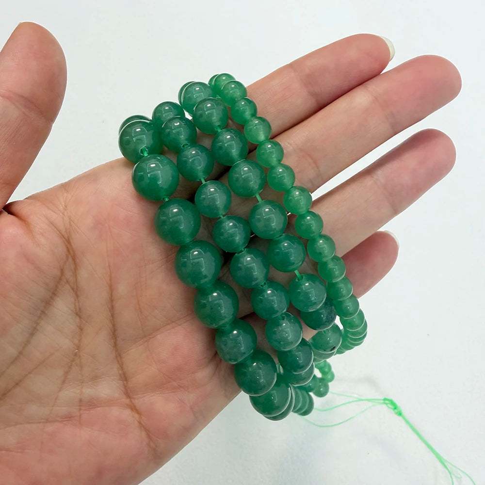 Natural Stone Green Aventurine Round Loose Beads 15" Strand 4 6 8 10 12 14MM Pick Size For Jewelry Making AB15