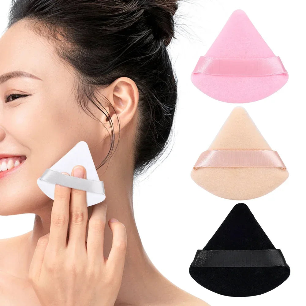 1-20pcs Short Plush Triangle Makeup Puffs Triangle Velvet Washable Powder Puff Cosmetics Eye Beauty Makeup Tool Reusable Sponge