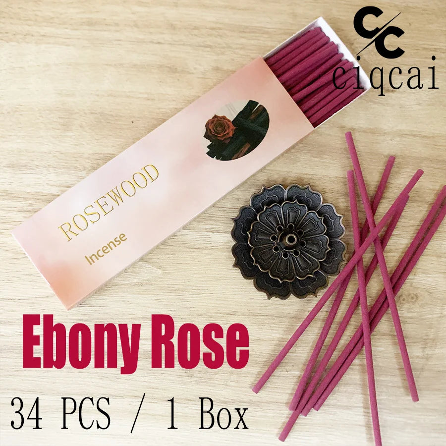 High-Quality Chinese Agarwood Incense with Rose Scent, 12cm Long Natural Incense Sticks, 35 Sticks/Box, Made from Agarwood and Rose Powder, Strong and Long-Lasting Fragrance, Refreshing and Invigorating, Purifies the Air, Suitable for Home, Office, Hotel,