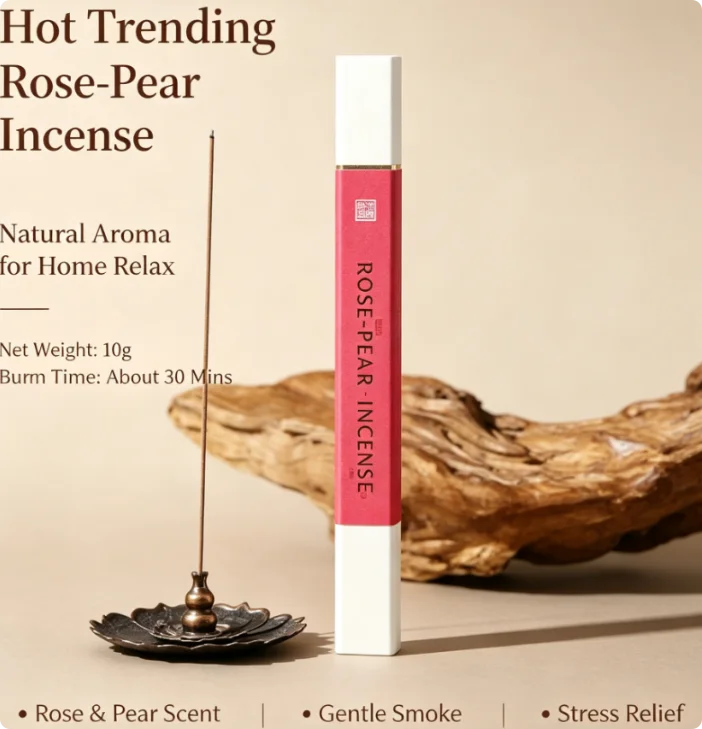 Hot Trending XMSJ Rose‑Pear Chamber Incense,10g,Natural Aroma,Burn About 30 Mins for Home Bedroom Meditation Stress Relief.