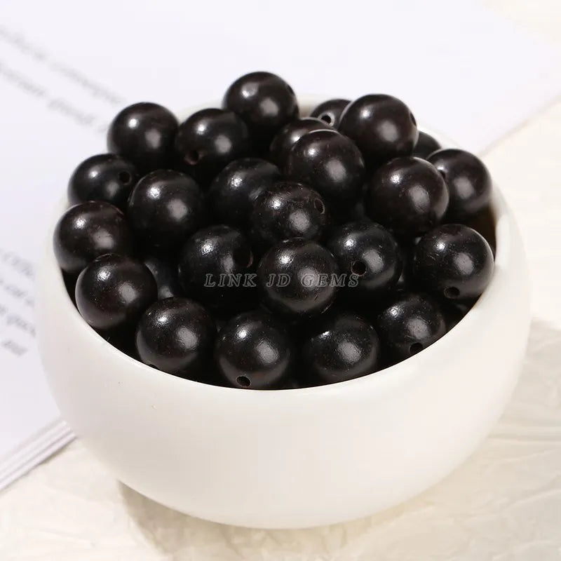 50 Pcs/lot Natural Wooden Bead Black Sandalwood Ebony Beads 6 8 10 12 15mm For Jewelry Making Diy Necklace Bracelet Accessory