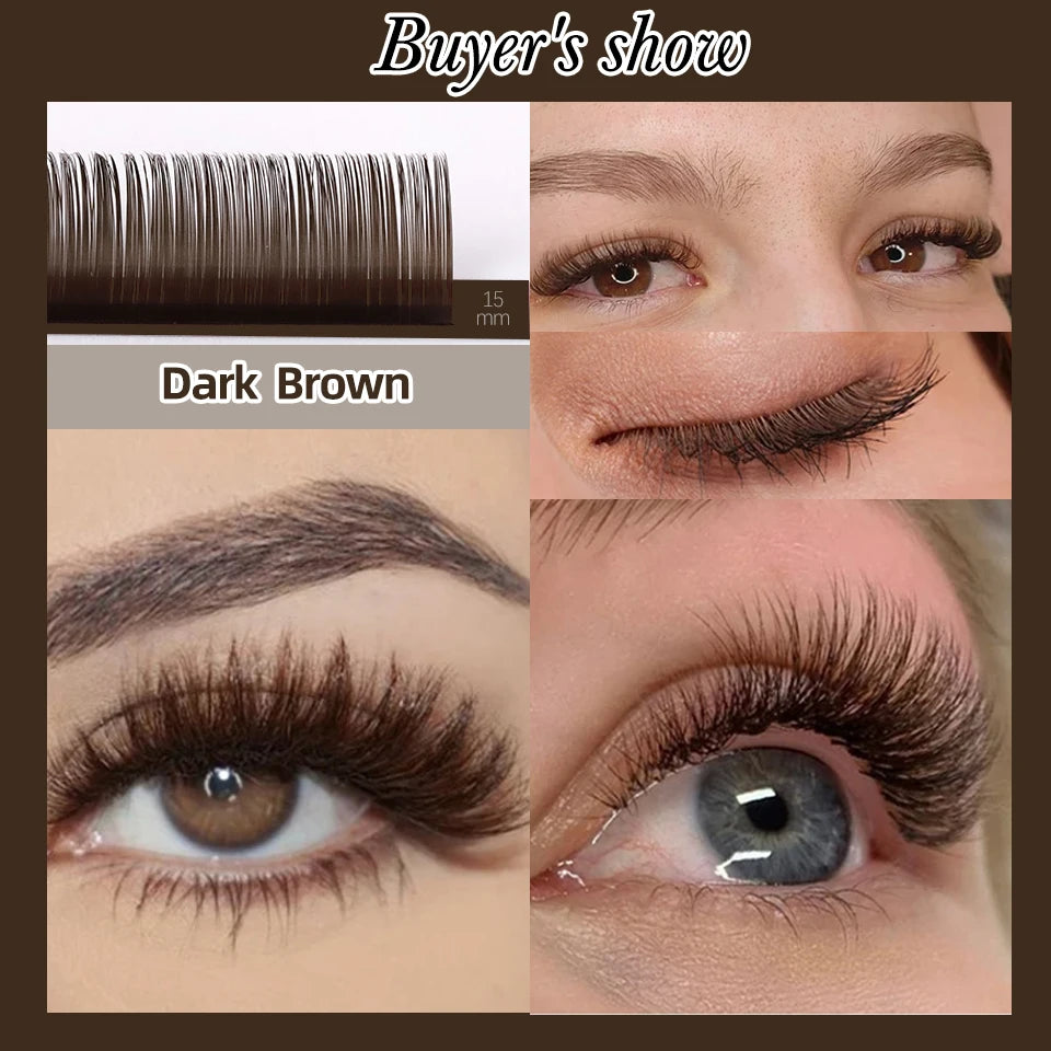 AGUUD 32 Rows Brown Individual Eyelash Extensions