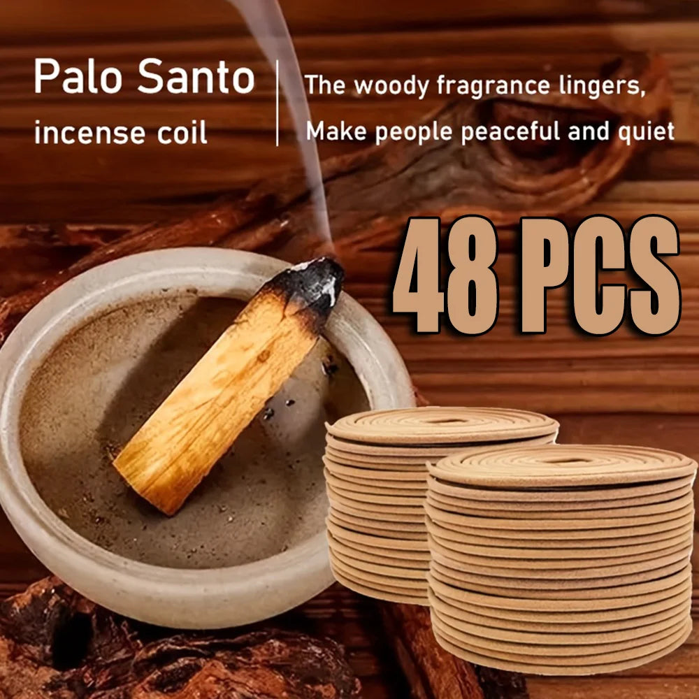Palo Santo Flavored High-Quality Classic Spiral Incense, 6.3cm Diameter Pure Handmade Coil Incense, Traditional Handmade Method,