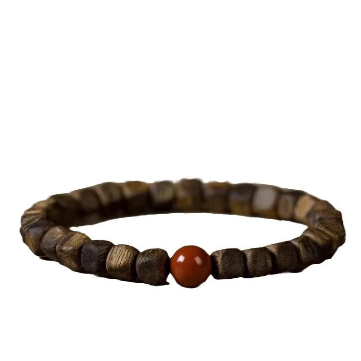 Natural Green Agarwood Bracelet 6mm Square Beads