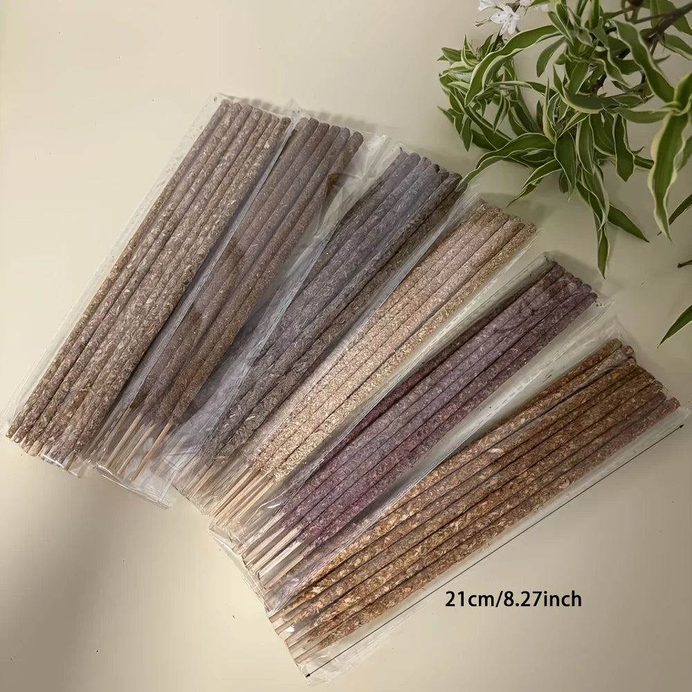 Argentinian Hand-Rolled Incense Sticks in a Box, Containing 6 Scents Including Osmanthus, Rose, Jasmine, Narcissus, Sacred Wood, and Lavender, 21cm Long, with a Rich Aroma, Purifies the Air, Suitable for Yoga, Meditation, Hosting Guests, Reading, Etc