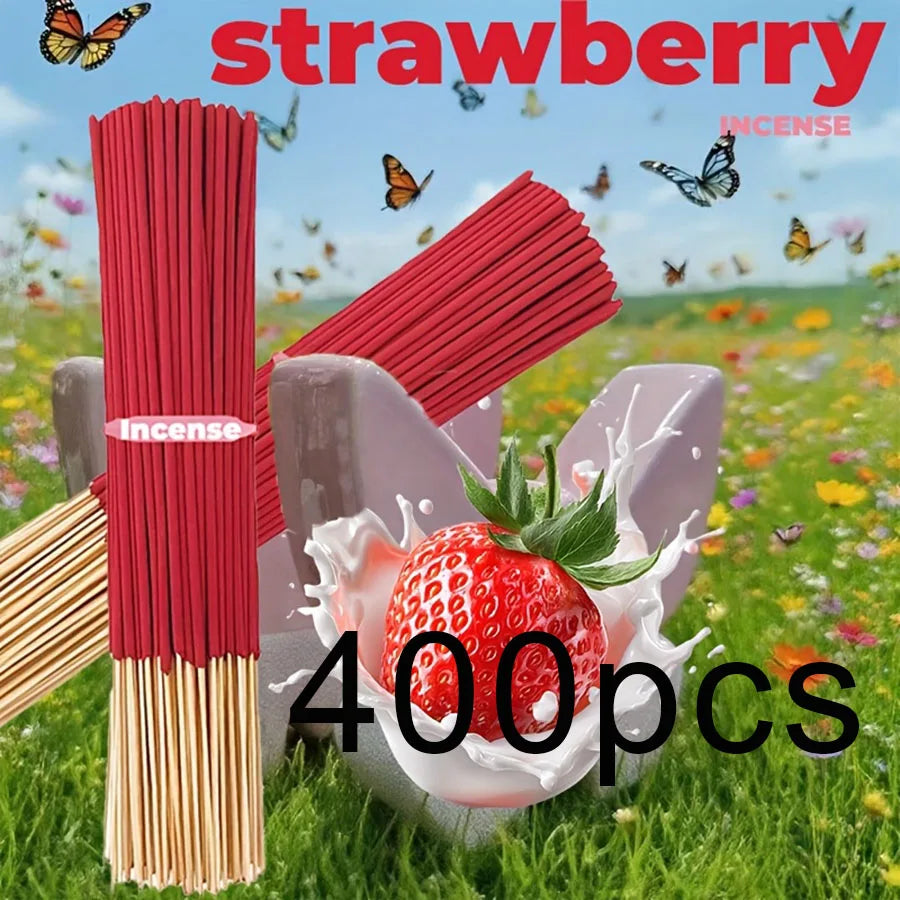 Red High-Quality Creamy Strawberry Incense Stick - Long-Lasting Strawberry Scent with Woody Notes, Fruit Meditation Yoga Home Office Party Holiday Gift, Eliminates Fatigue, Long-Lasting Fragrance (Doesn'T Scatter, Burns Evenly)