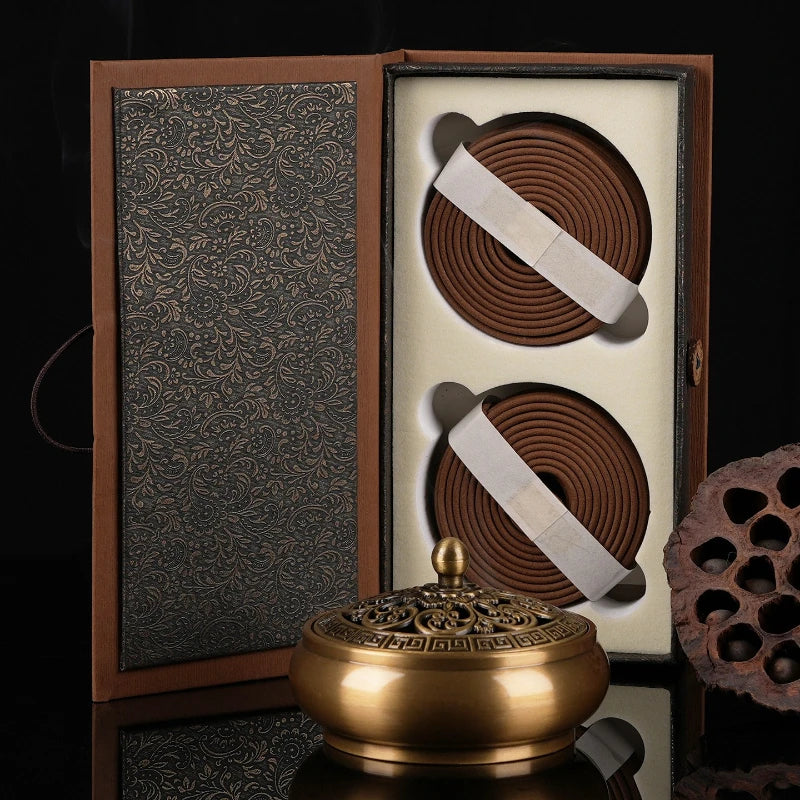 4-Hour Indonesian Agarwood Incense Coil Household Indoor Gift Box Temple Worship Study Rooms Office Calms Mind Promotes Sleep